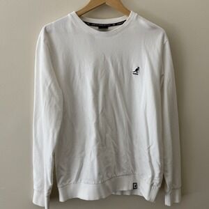 Kangol Born British White Thick Long Sleeve T Size Large Chocolate Kangaroo Logo